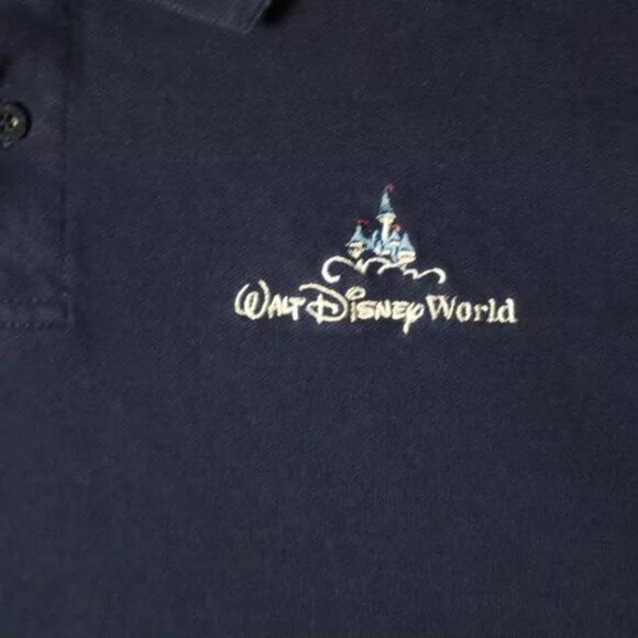 Walt Disney World Polo Shirt Men's M Blue Logo Embroidered Collared 100% Cotton - Picture 2 of 7